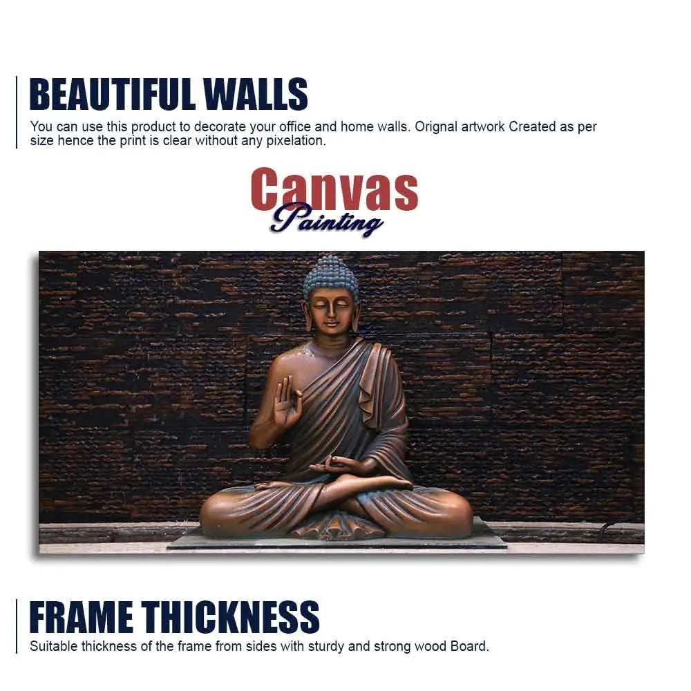 Lord Buddha Meditating Statue Canvas Wall Painting - Harshita Craft