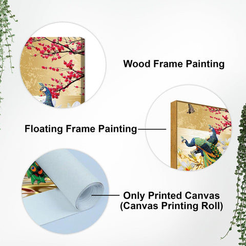 Pair of Peacock Canvas Wall Painting - Decor Mantra 