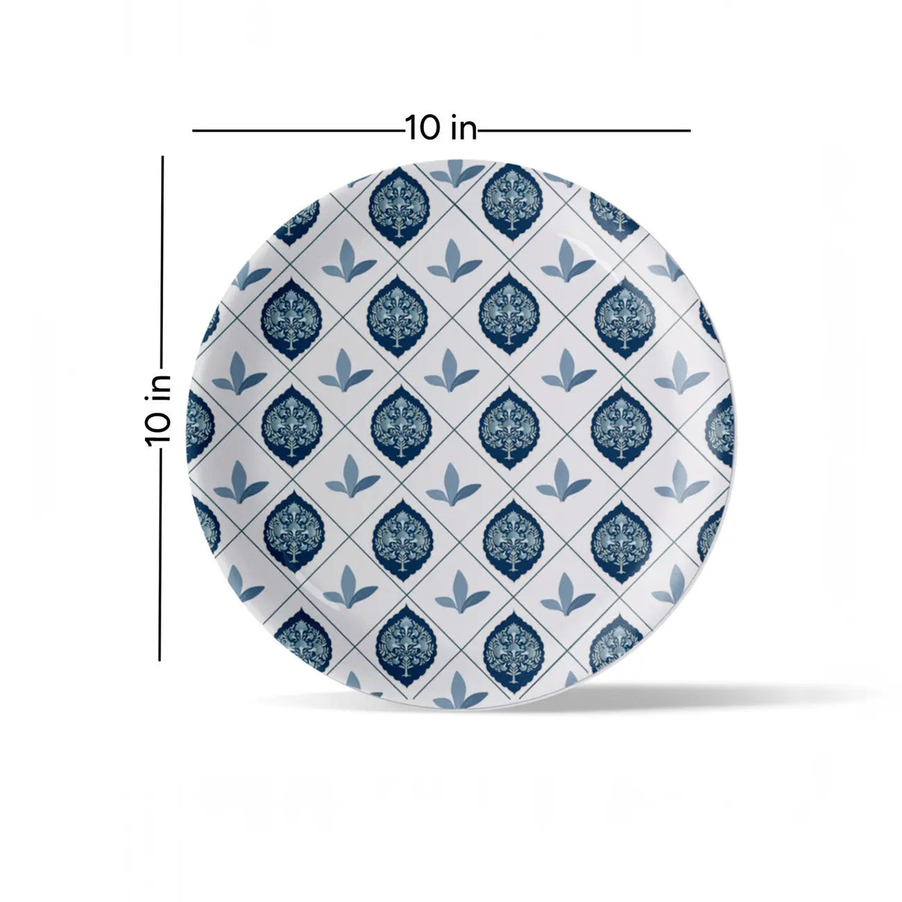 Elegant Blue and White Plate Blue Pottery Inspired symmetry tree floral plate - Harshita Craft