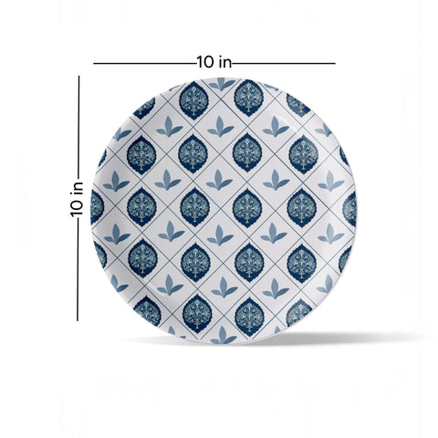 Elegant Blue and White Plate Blue Pottery Inspired symmetry tree floral plate