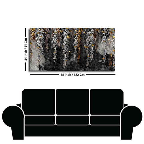 Willow Branches with Gold Butterflies Wall Painting - Decor Mantra 