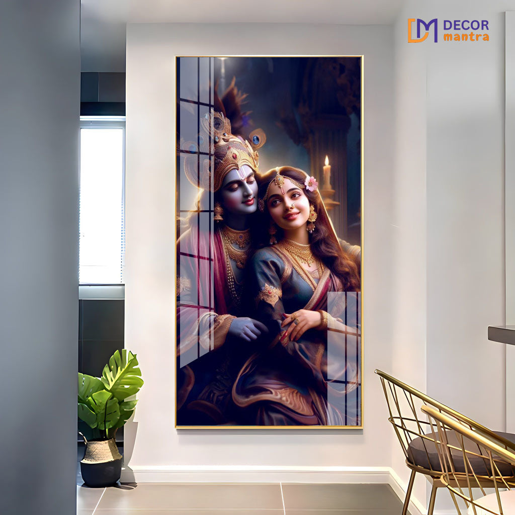 Radha and Krishna Acrylic Vertical Wall Art
