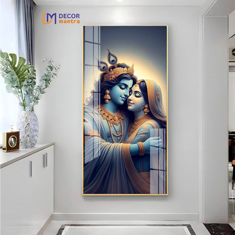 The Divine Bond of Radha and Krishna Horizontal Acrylic Premium Painting