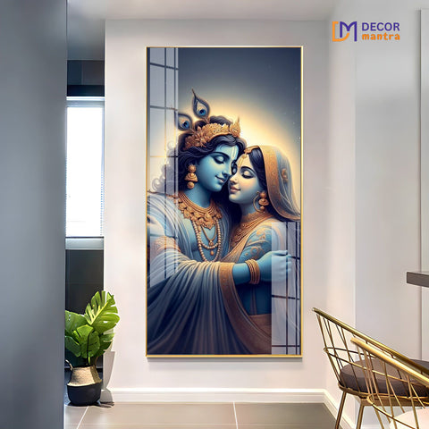 The Divine Bond of Radha and Krishna Horizontal Acrylic Premium Painting