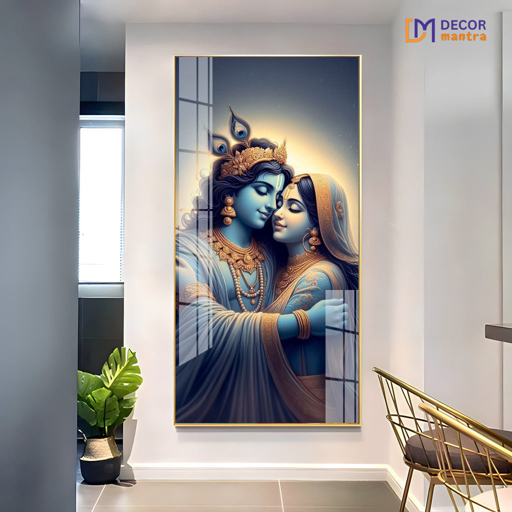 The Divine Bond of Radha and Krishna Horizontal Acrylic Premium Painting