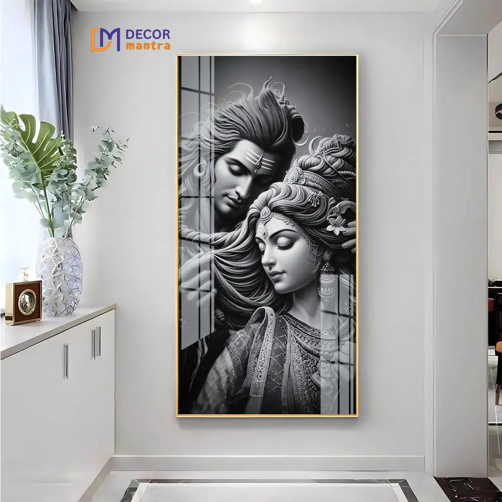 The Eternal Bond of Shiva and Parvati Horizontal Acrylic Premium Painting DECORMANTRA