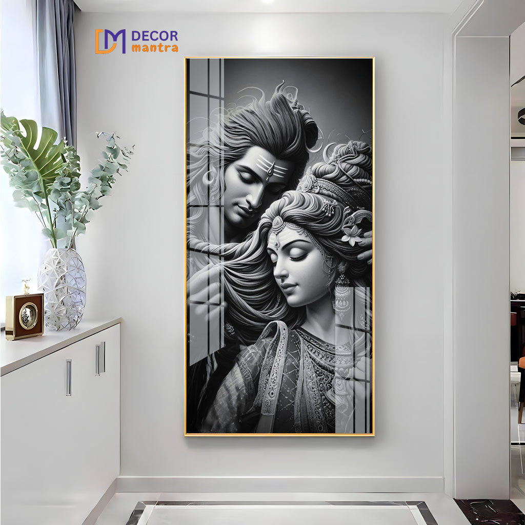 The Eternal Bond of Shiva and Parvati Horizontal Acrylic Premium Painting