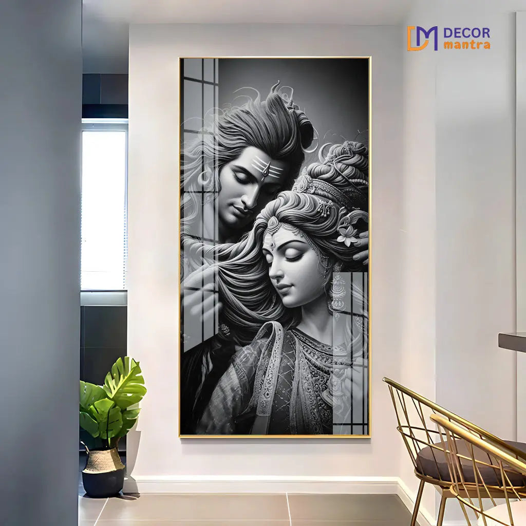 The Eternal Bond of Shiva and Parvati Horizontal Acrylic Premium Painting DECORMANTRA