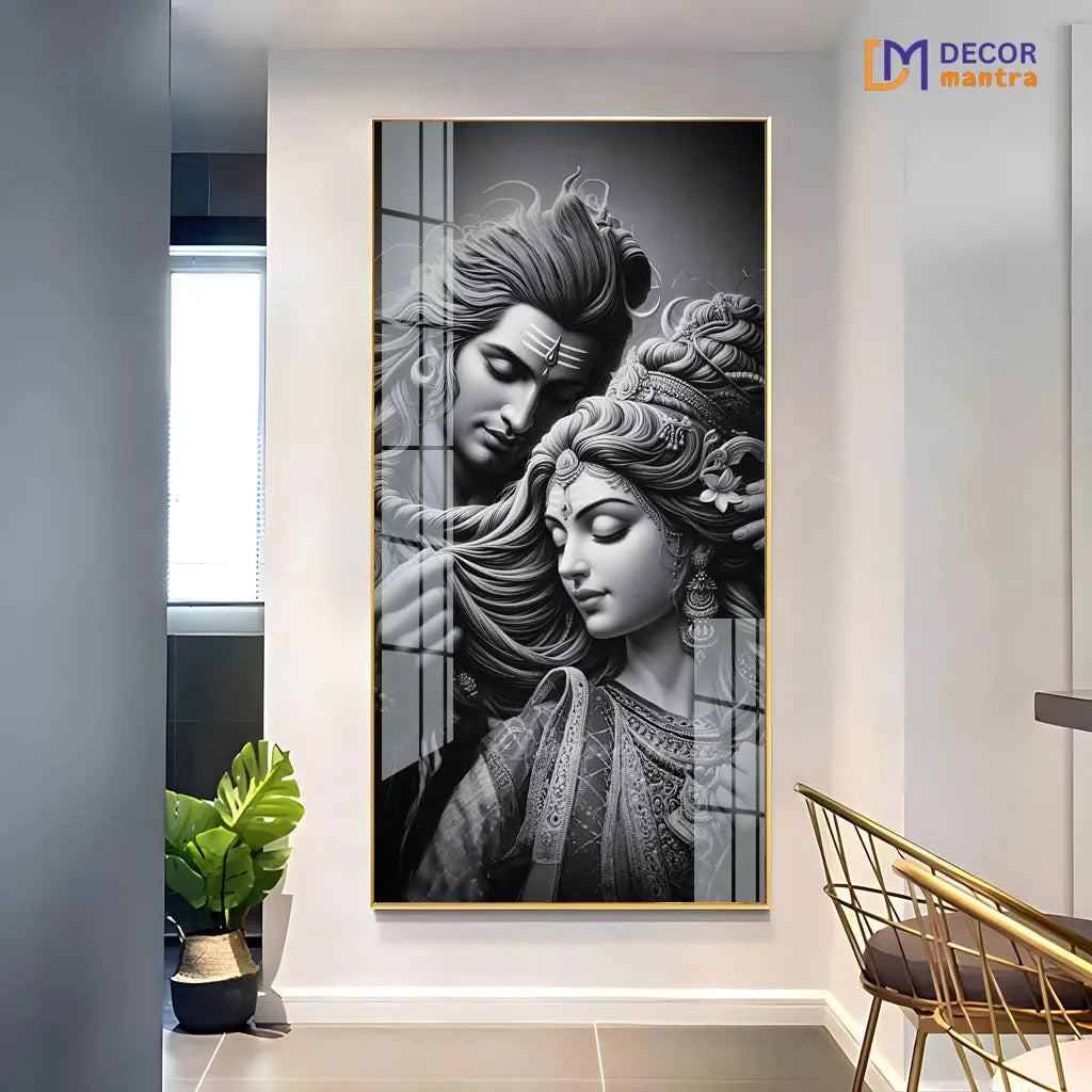 The Eternal Bond of Shiva and Parvati Horizontal Acrylic Premium Painting DECORMANTRA