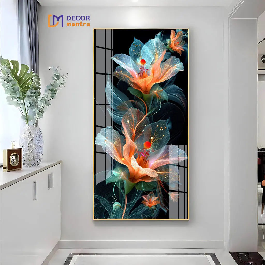 Elegant Flower Digital Art in Soft Pastels and Abstract Design Acrylic Painting DECORMANTRA