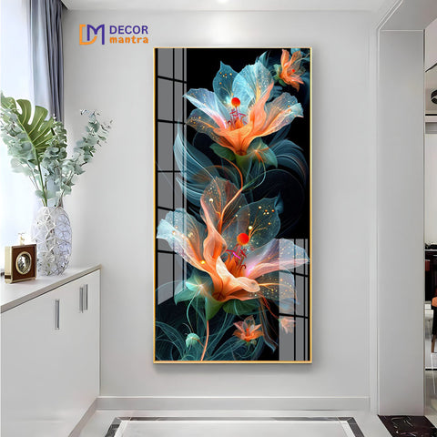 Elegant Flower Digital Art in Soft Pastels and Abstract Design Acrylic Painting
