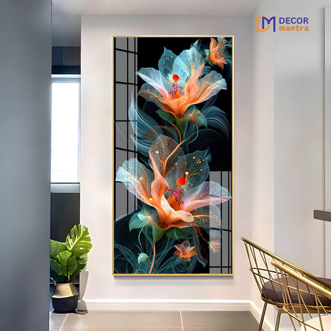 Elegant Flower Digital Art in Soft Pastels and Abstract Design Acrylic Painting