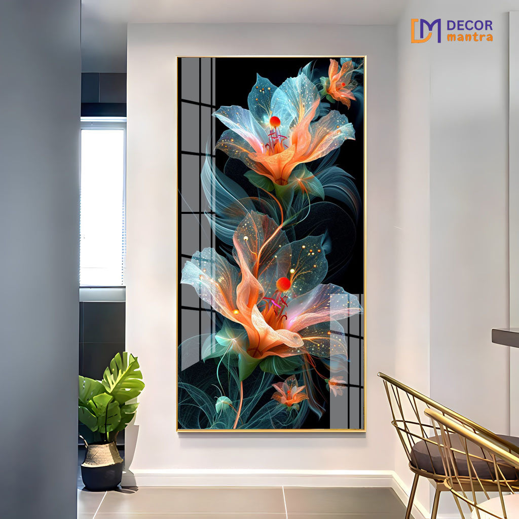 Elegant Flower Digital Art in Soft Pastels and Abstract Design Acrylic Painting