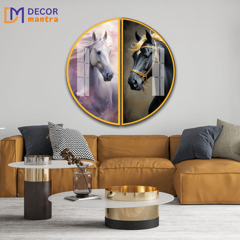 Duality of Grace: Light and Shadow Horse Acrylic Premium Painting