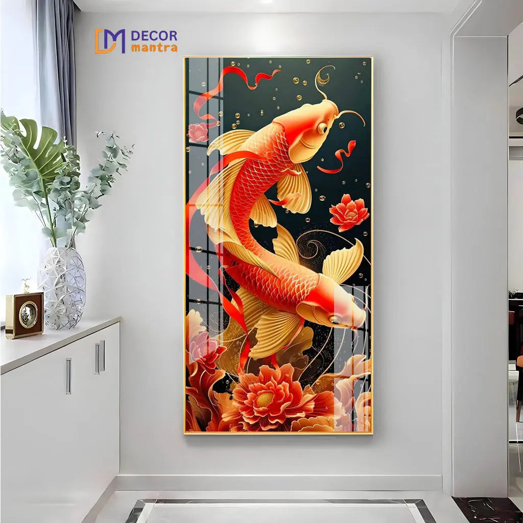 Graceful Flow: Twin Koi Fish in a Dance of Harmony DECORMANTRA