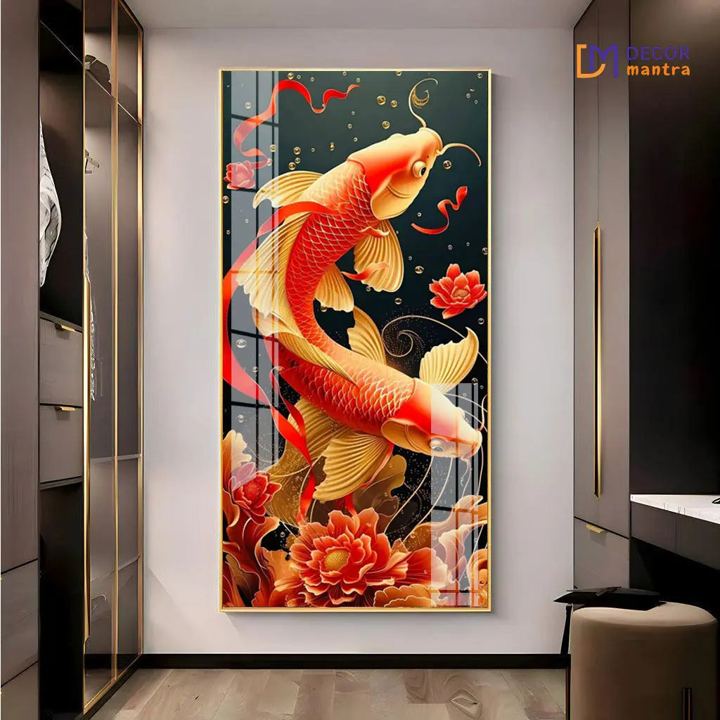 Graceful Flow: Twin Koi Fish in a Dance of Harmony DECORMANTRA