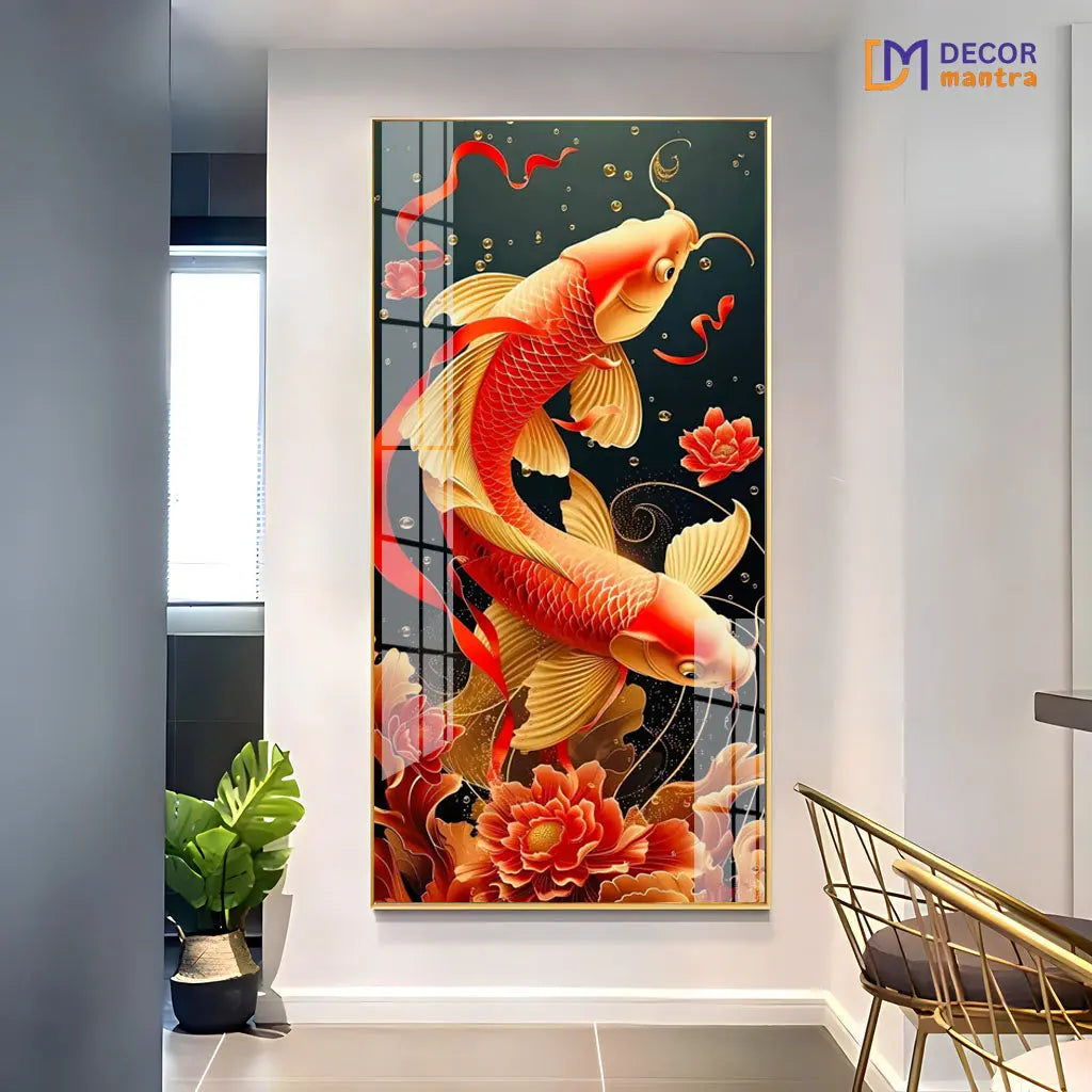 Graceful Flow: Twin Koi Fish in a Dance of Harmony DECORMANTRA
