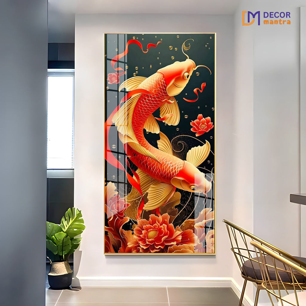 Graceful Flow: Twin Koi Fish in a Dance of Harmony