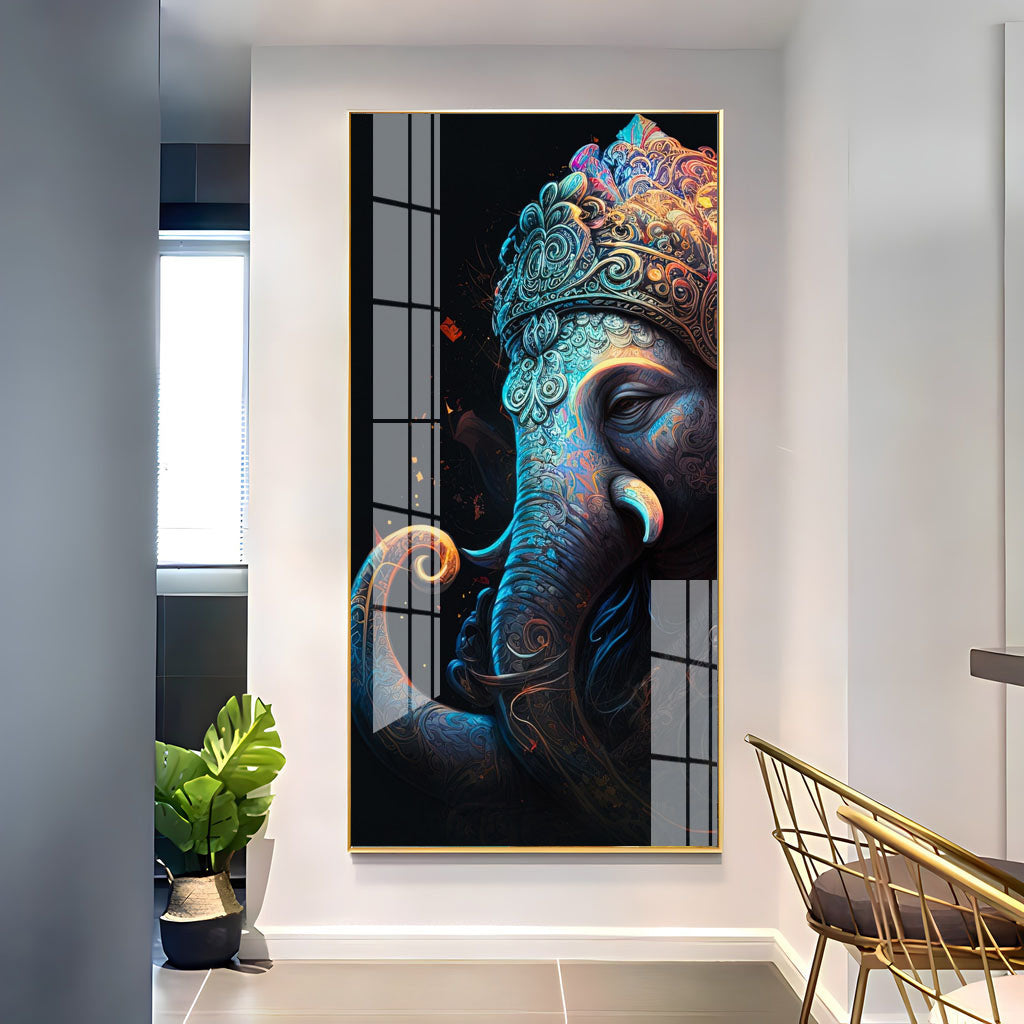 Shree Ganesh Vertical Acrylic Premium Wall Decor
