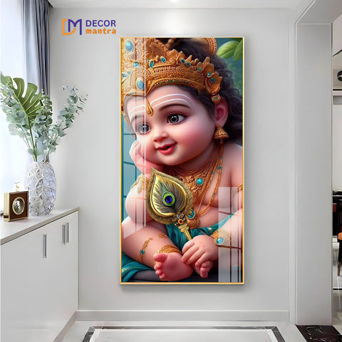 Omdecor Bal Gopal Horizontal Acrylic Premium Painting