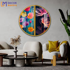 Multicolor Radiant Flowers Acrylic Wall Art Painting DECORMANTRA
