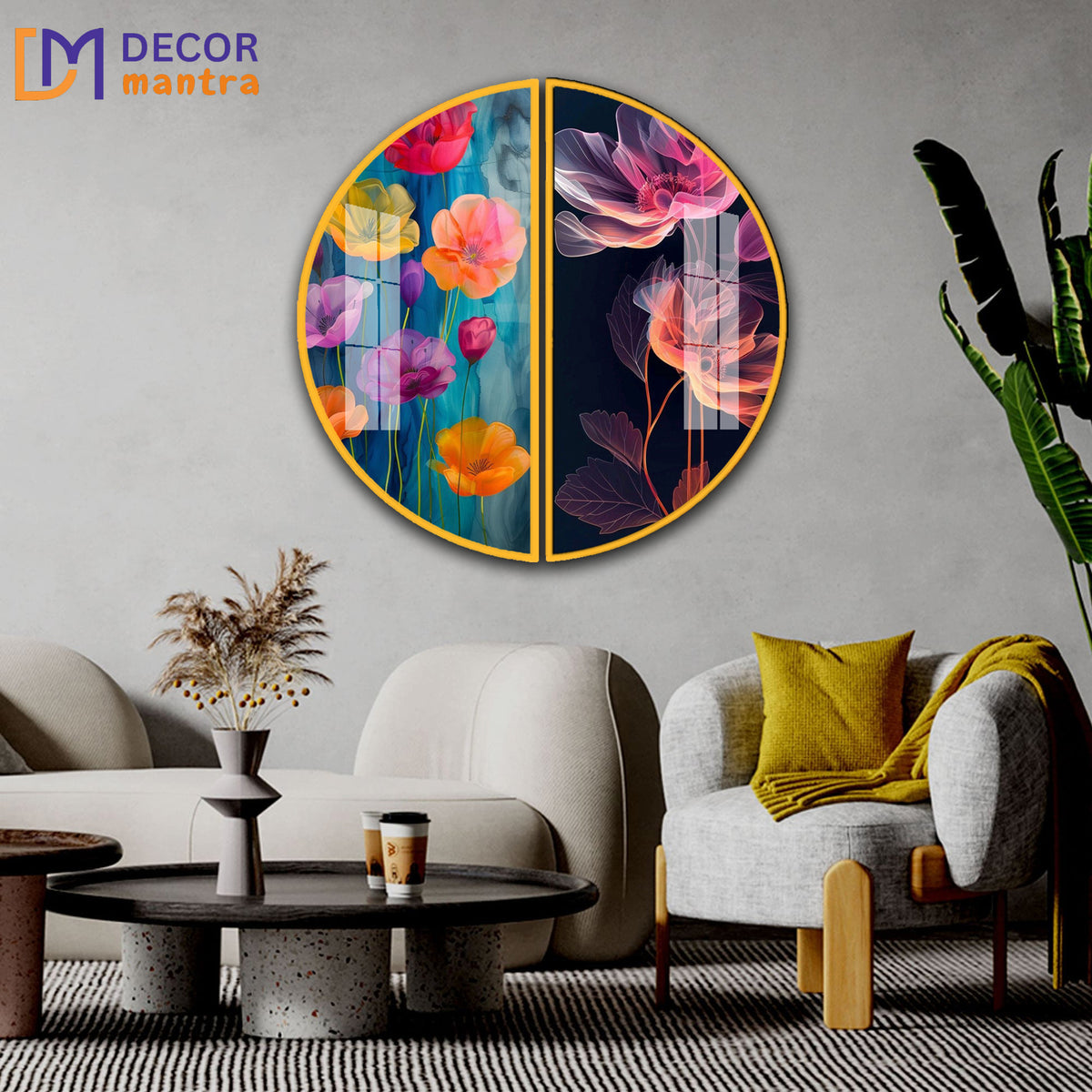 Multicolor Radiant Flowers Acrylic Wall Art Painting