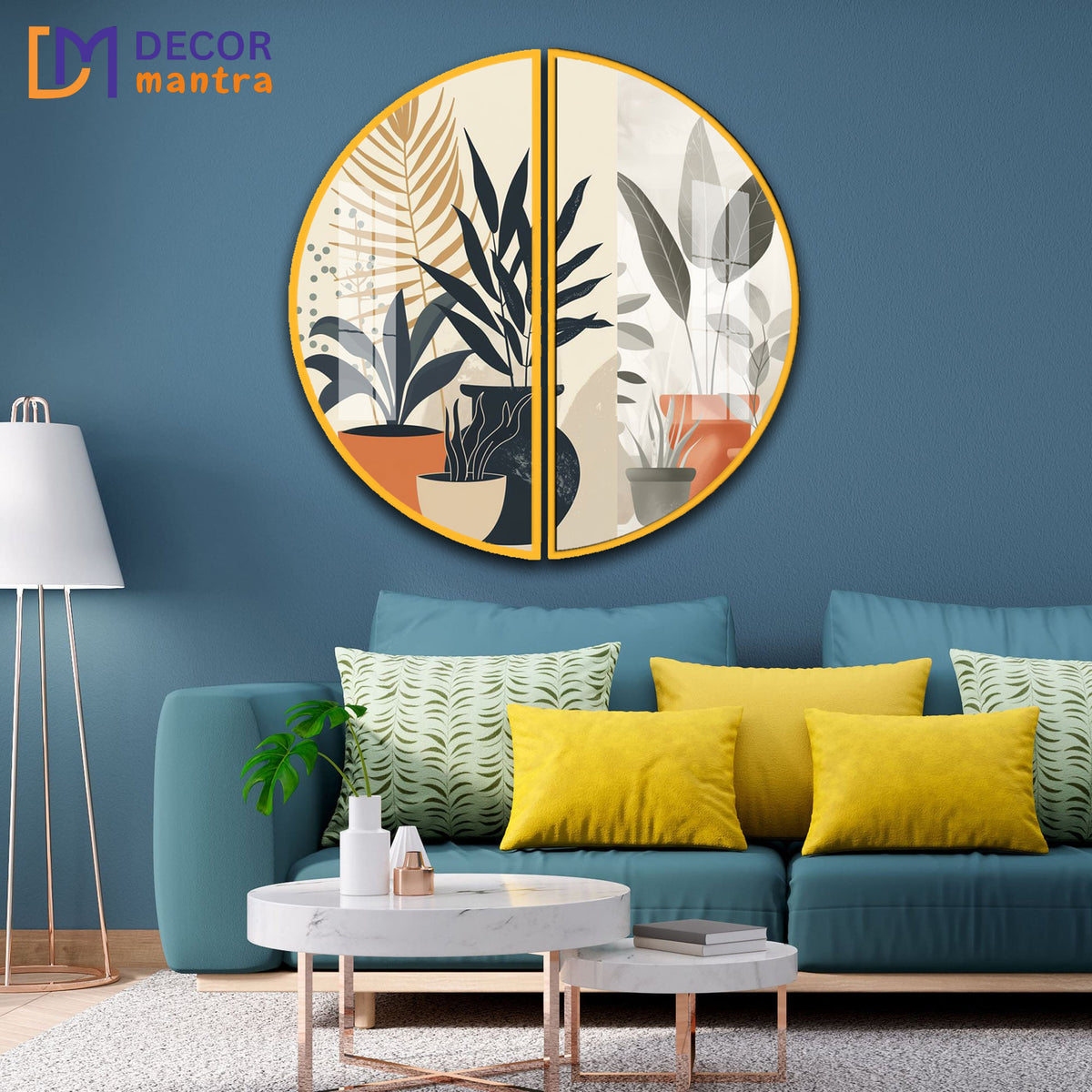 Green & Orange 2 Pieces Acrylic Premium Painting