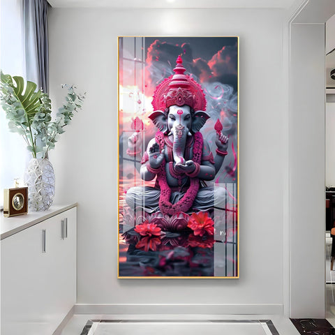 Lord Ganesh Vertical Acrylic Premium Wall Decor