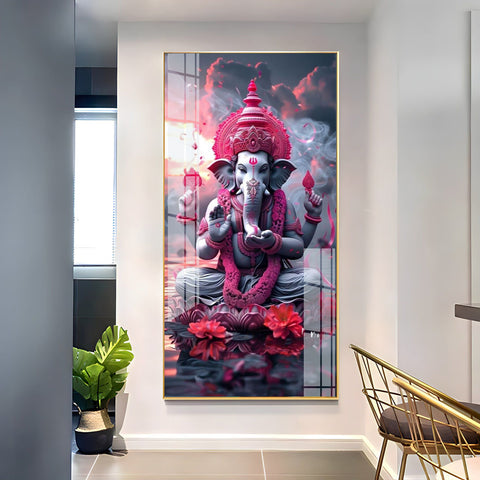 Lord Ganesh Vertical Acrylic Premium Wall Decor