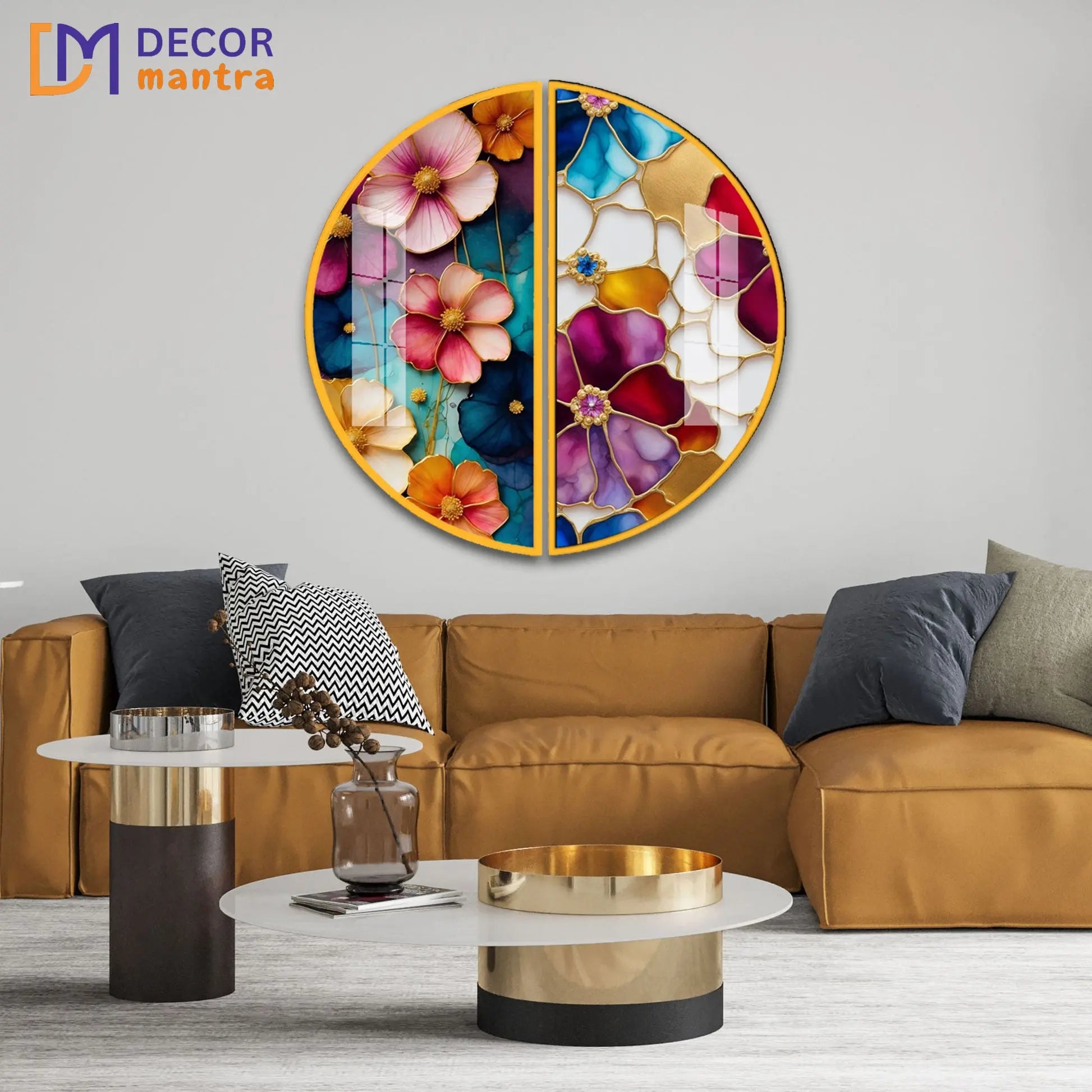 Pink Flowers Wall Decor Home Decor Acrylic Premium Painting DECORMANTRA