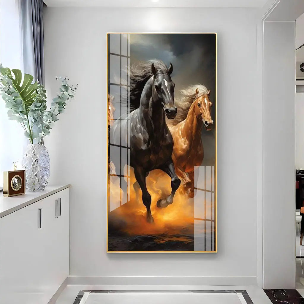 Running Horse Premium Wall Painting DECORMANTRA