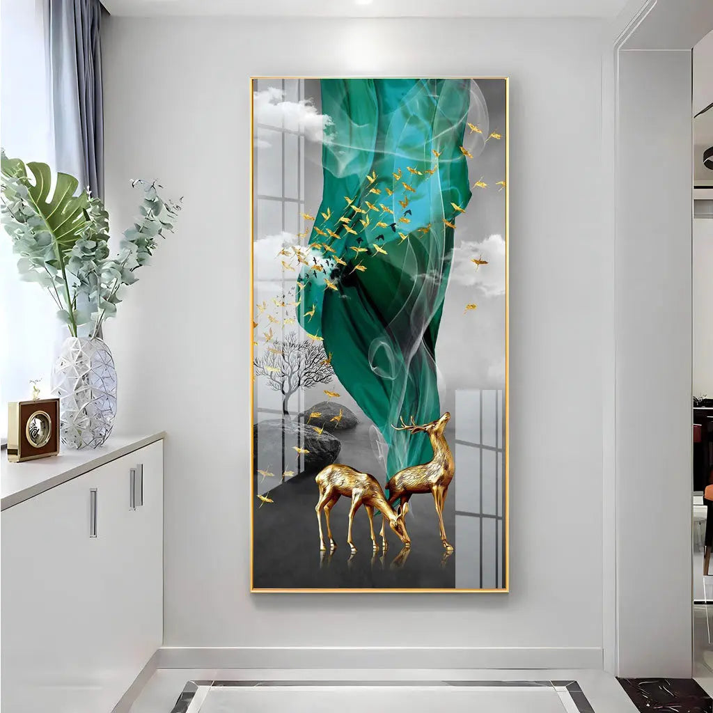Golden Grace in the Winds of Serenity Horizontal Acrylic Premium Painting DECORMANTRA