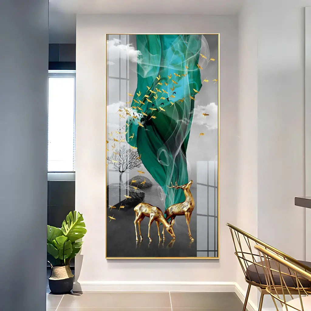 Golden Grace in the Winds of Serenity Horizontal Acrylic Premium Painting DECORMANTRA