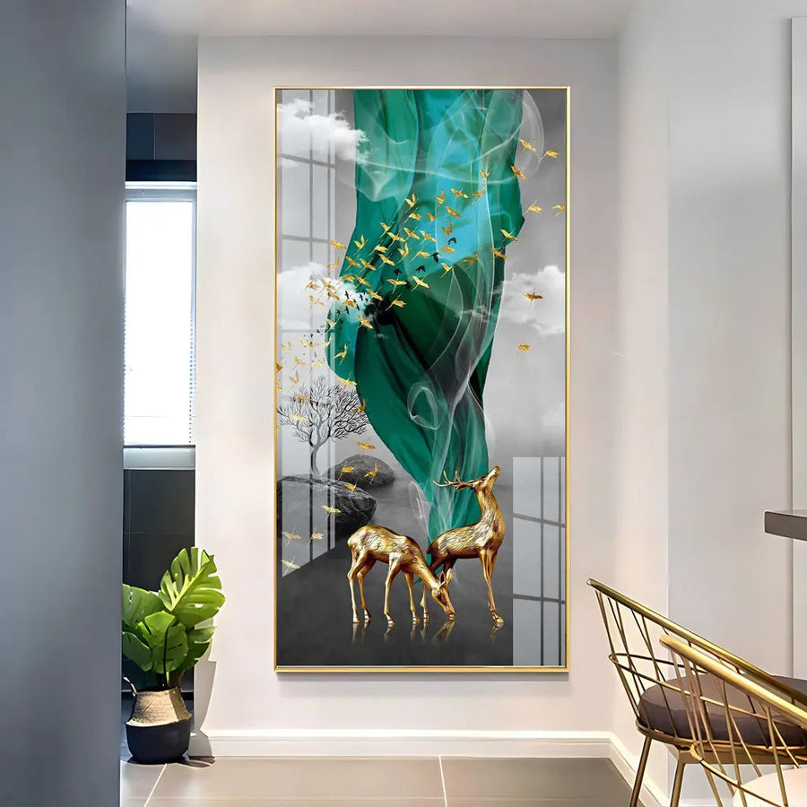 Golden Grace in the Winds of Serenity Horizontal Acrylic Premium Painting DECORMANTRA