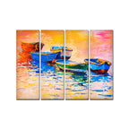 A Beautiful Boat in Sunset Background Wall Painting of 4 Pieces DECORMANTRA
