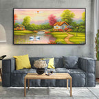 A Beautiful Scenery of Old Houses Canvas Wall Painting DECORMANTRA