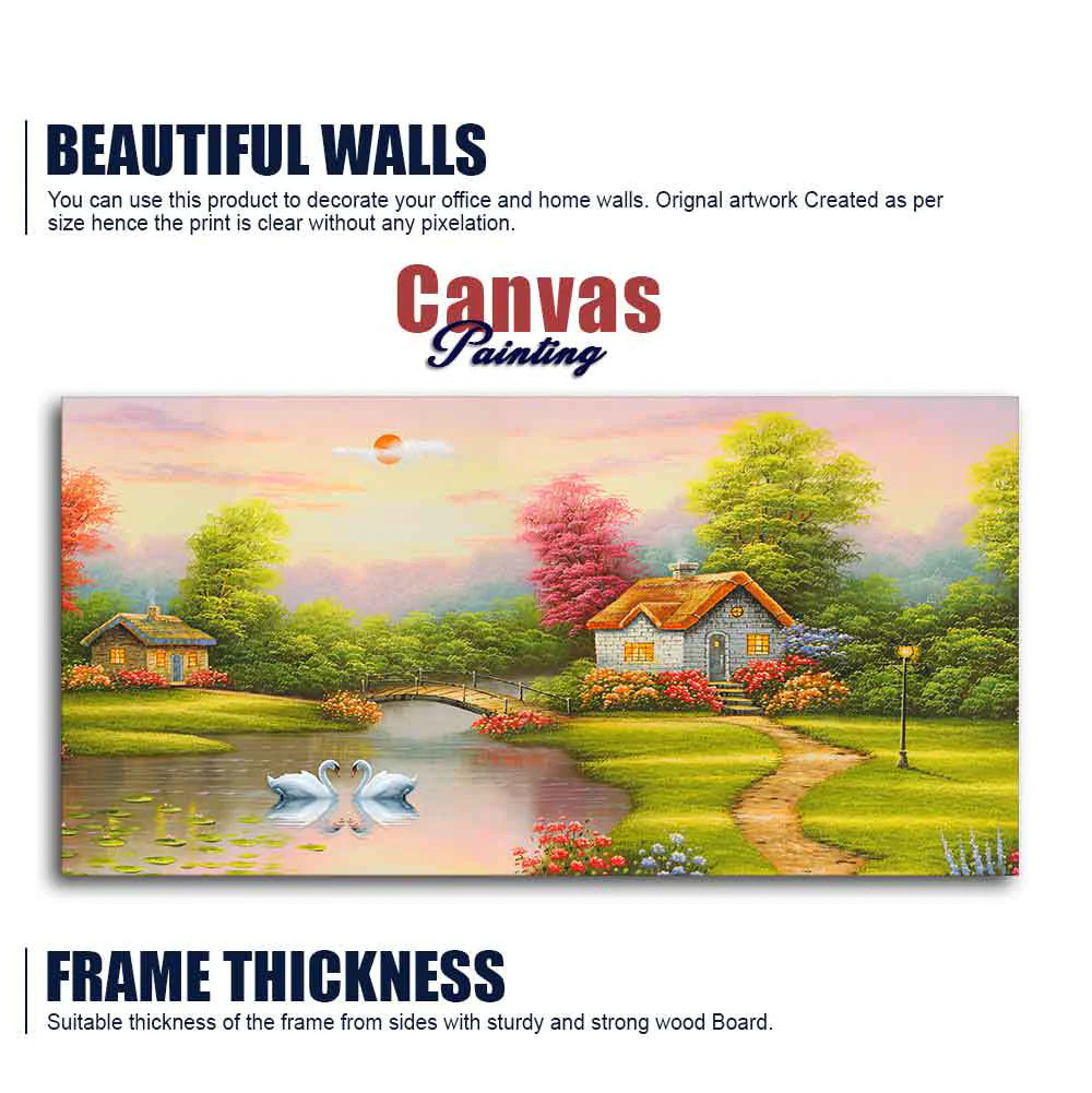 A Beautiful Scenery of Old Houses Canvas Wall Painting DECORMANTRA