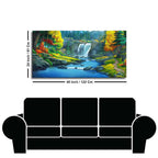 A Beautiful Scenery of Waterfall In Forest Canvas Wall Painting DECORMANTRA