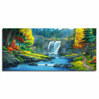 A Beautiful Waterfall In Forest Premium Wall Painting DECORMANTRA