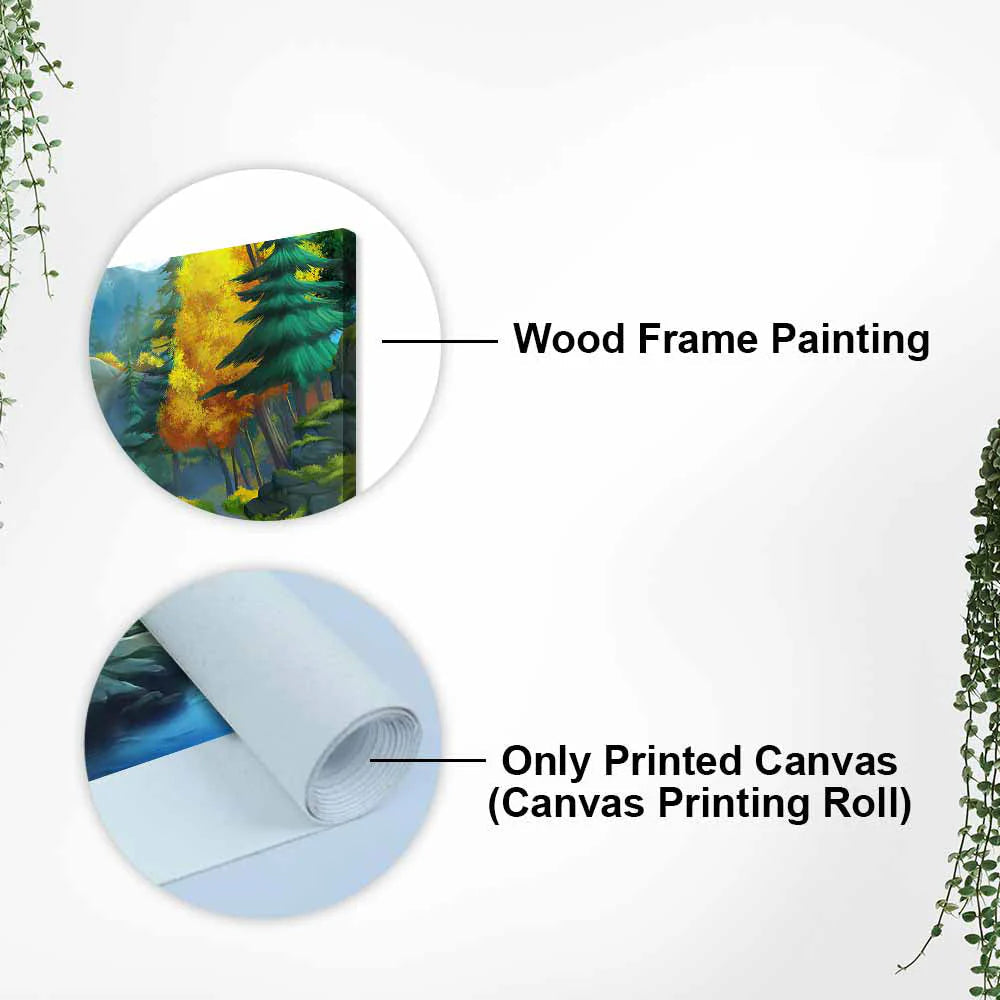 A Beautiful Waterfall In Forest Premium Wall Painting DECORMANTRA