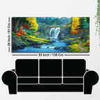 A Beautiful Waterfall In Forest Premium Wall Painting DECORMANTRA