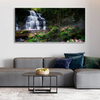 A Beautiful Waterfall in Forest Premium Canvas Wall Painting DECORMANTRA