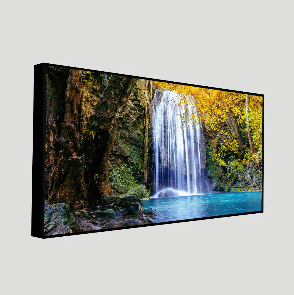 A Beautiful view of Erawan Waterfall Abstract Premium Canvas Wall Painting DECORMANTRA
