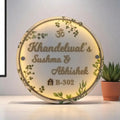 Personalized Handmade Leaf Printed Circular Acrylic Name Plate With Lights Harshita Craft