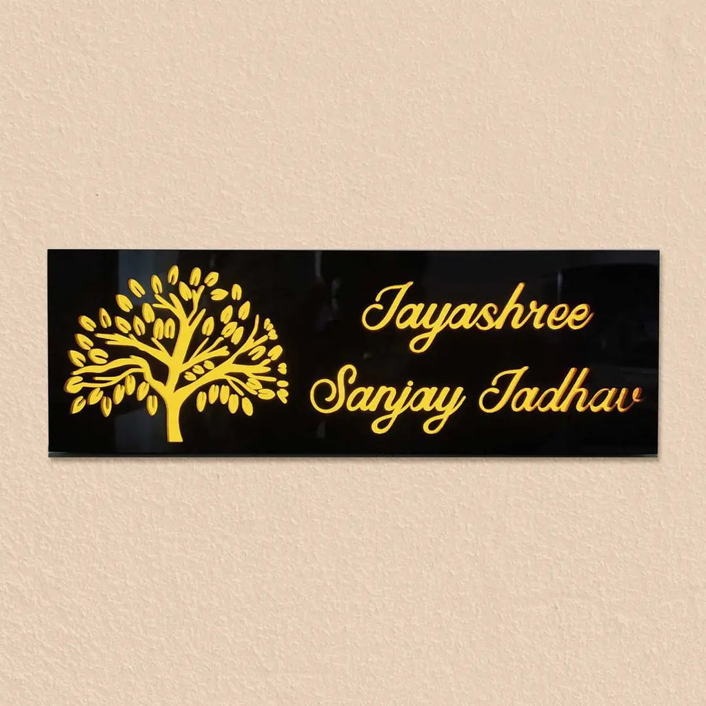 Personalized Tree Theme Acrylic LED Name Plate - Harshita Craft