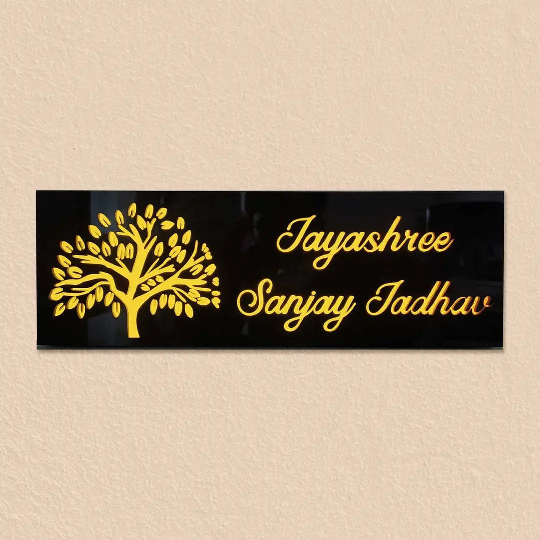 Personalized Tree Theme Acrylic LED Name Plate - Harshita Craft
