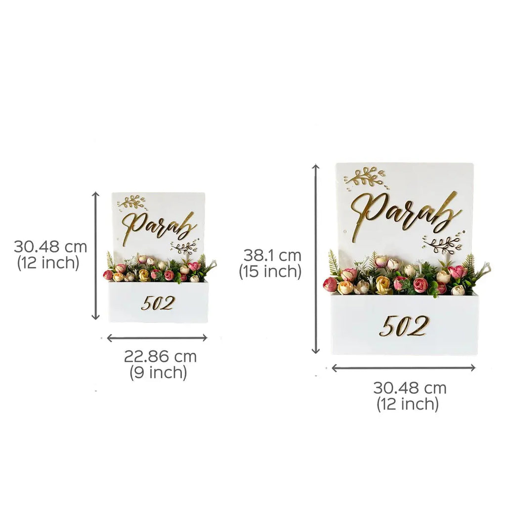 Personalised Acrylic Flower Planter Nameplate - Harshita Craft