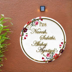 Personalised Printed Floral Round Acrylic Nameplate - Harshita Craft