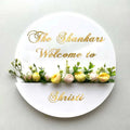 Personalised Acrylic Flower Basket Nameplate - Harshita Craft