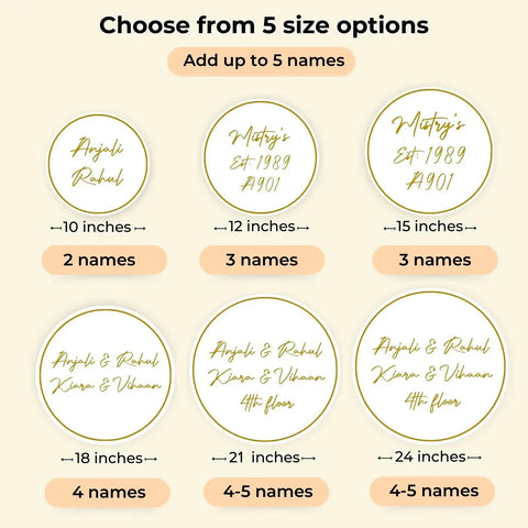 Personalized Handmade Leaf Printed Circular Acrylic Name Plate With Lights